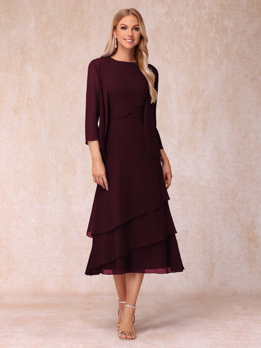 Sheath/Column Scoop Sleeveless Mother of the Bride Dresses with Ruched & Jacket - Image 13