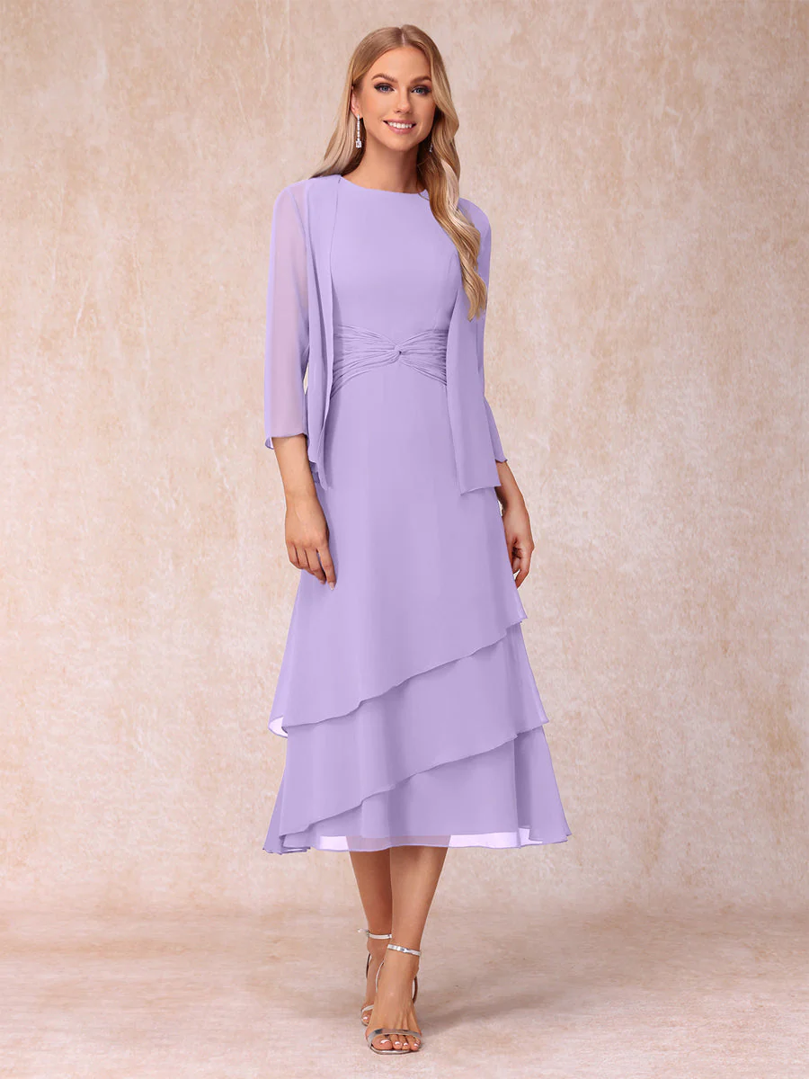 Sheath/Column Scoop Sleeveless Mother of the Bride Dresses with Ruched & Jacket - Image 15