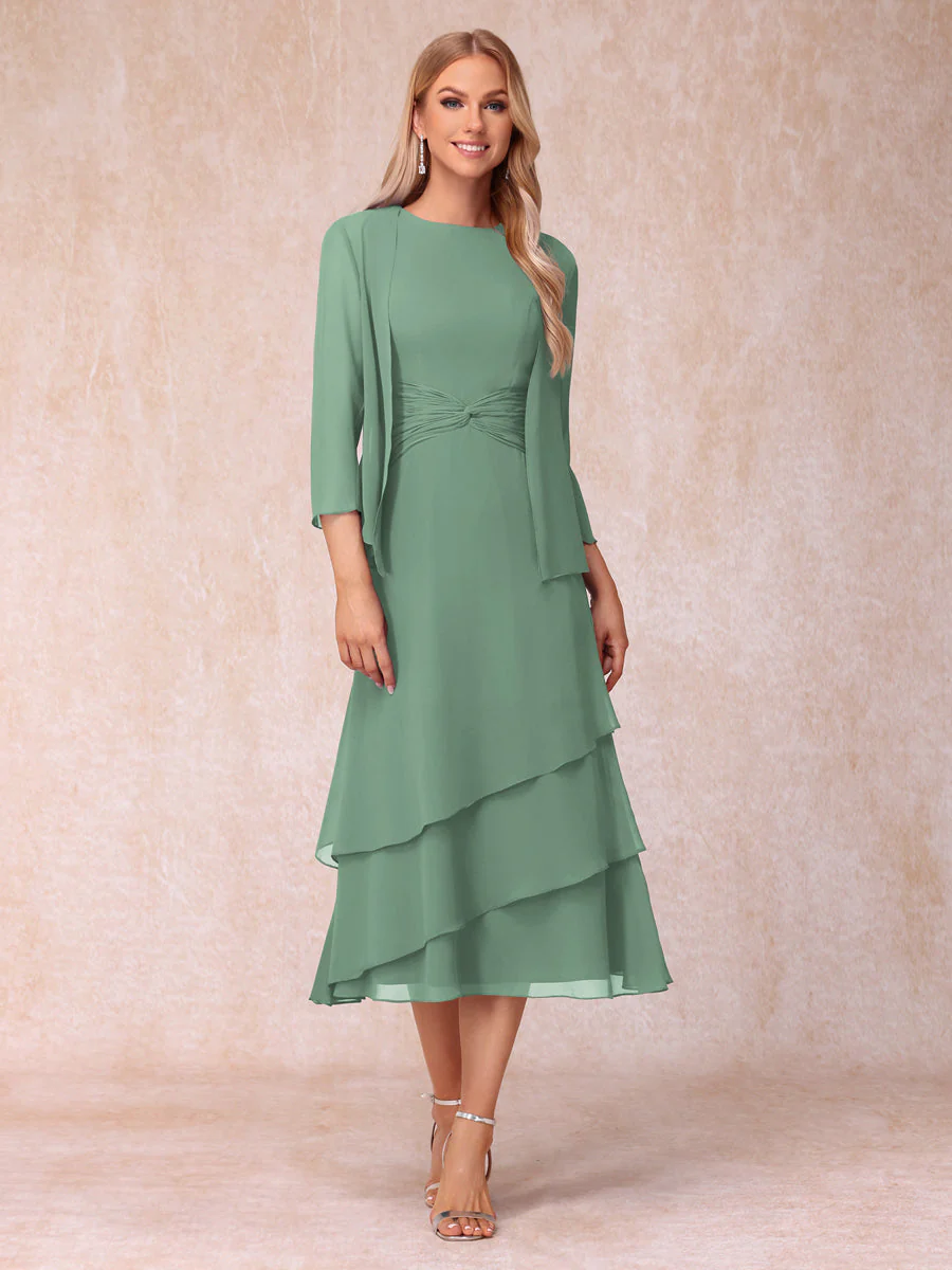 Sheath/Column Scoop Sleeveless Mother of the Bride Dresses with Ruched & Jacket - Image 18