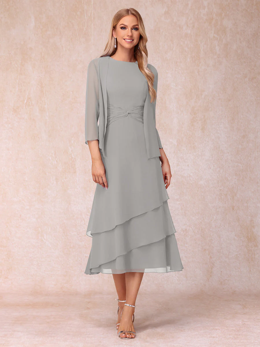 Sheath/Column Scoop Sleeveless Mother of the Bride Dresses with Ruched & Jacket - Image 23