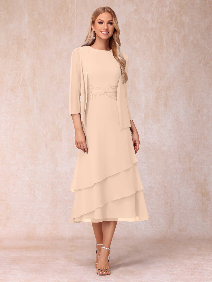 Sheath/Column Scoop Sleeveless Mother of the Bride Dresses with Ruched & Jacket - Image 24