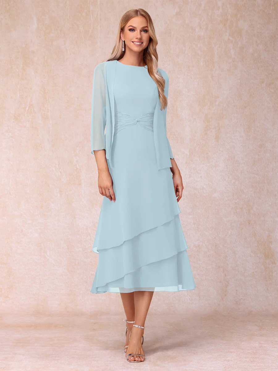 Sheath/Column Scoop Sleeveless Mother of the Bride Dresses with Ruched & Jacket - Image 48