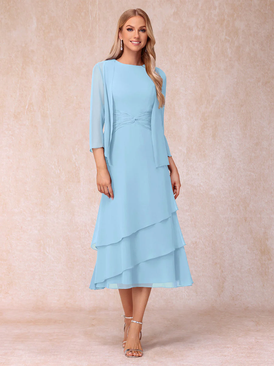 Sheath/Column Scoop Sleeveless Mother of the Bride Dresses with Ruched & Jacket - Image 51