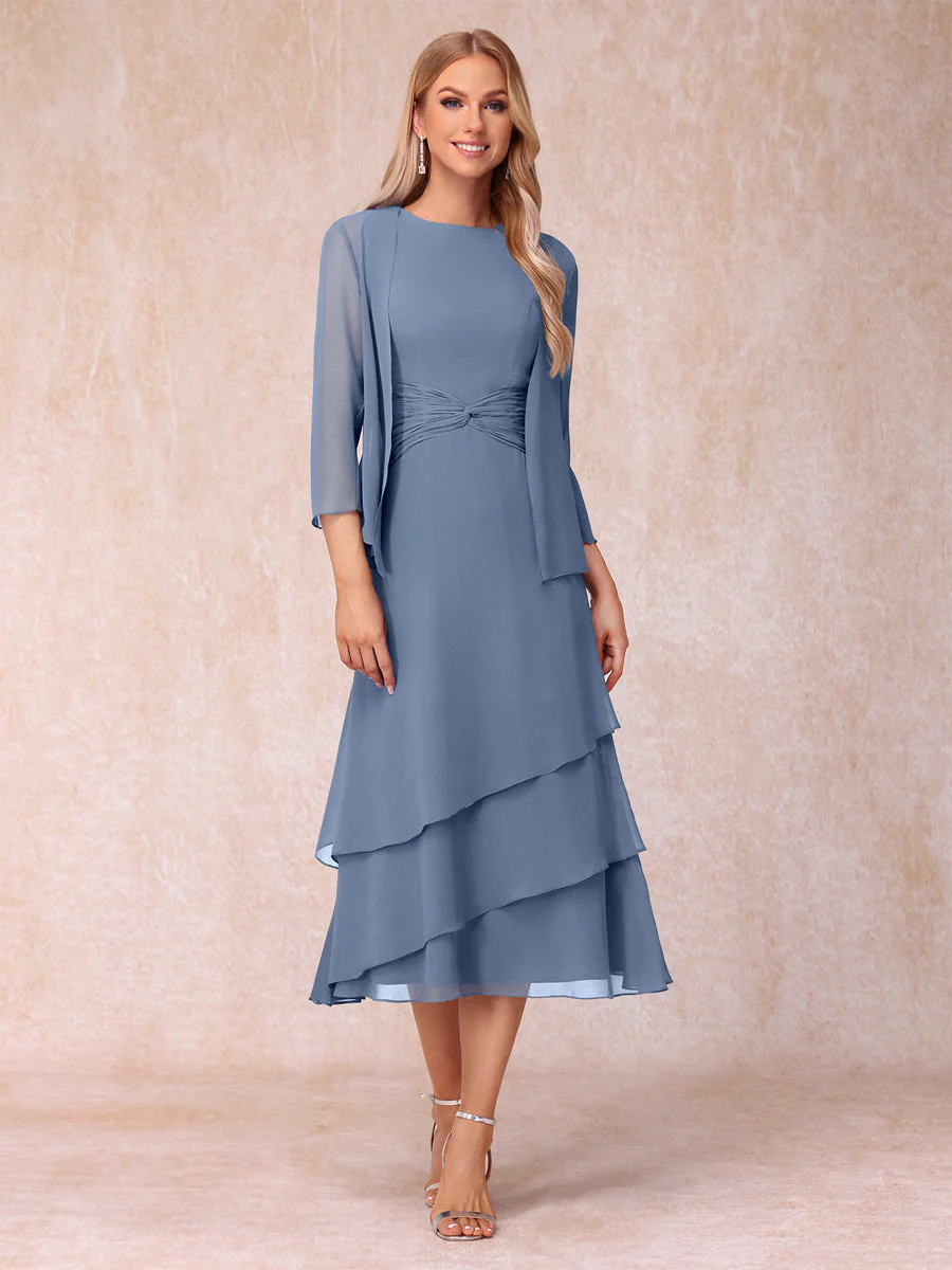 Sheath/Column Scoop Sleeveless Mother of the Bride Dresses with Ruched & Jacket - Image 52