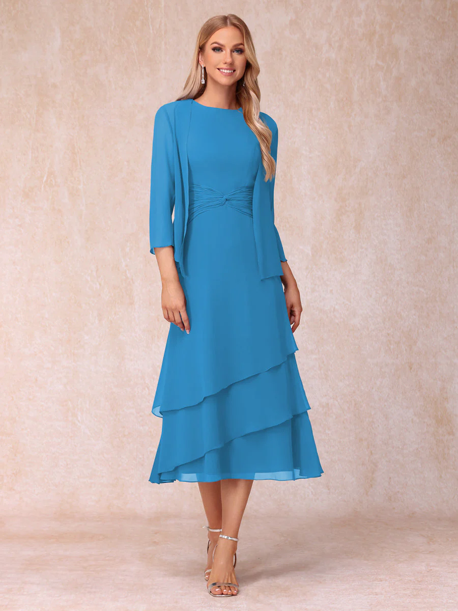 Sheath/Column Scoop Sleeveless Mother of the Bride Dresses with Ruched & Jacket - Image 54
