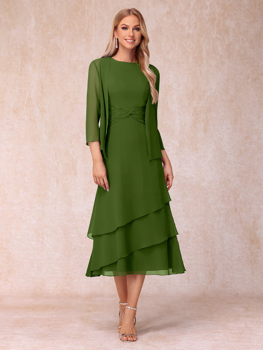 Sheath/Column Scoop Sleeveless Mother of the Bride Dresses with Ruched & Jacket - Image 64