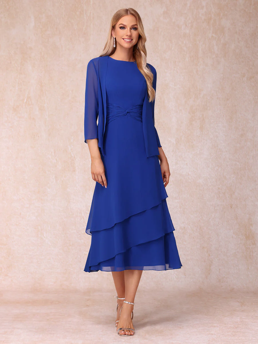 Sheath/Column Scoop Sleeveless Mother of the Bride Dresses with Ruched & Jacket - Image 7