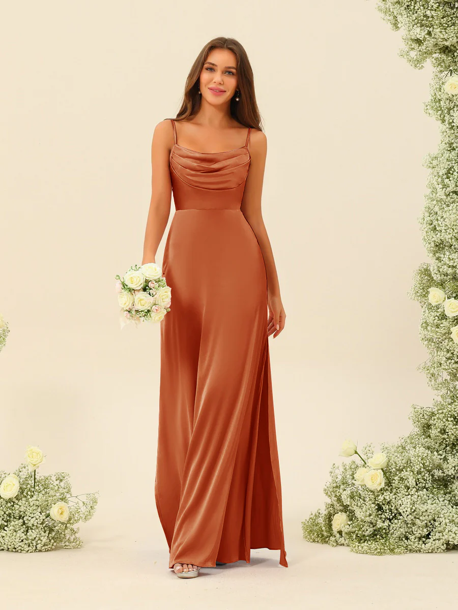 Sheath/Column Spaghetti Straps Split Side Bridesmaid Dresses - Image 11