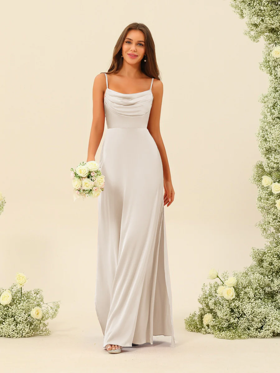 Sheath/Column Spaghetti Straps Split Side Bridesmaid Dresses - Image 32