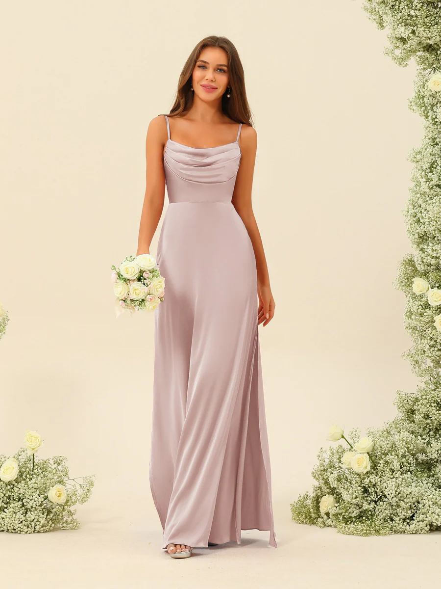 Sheath/Column Spaghetti Straps Split Side Bridesmaid Dresses - Image 8