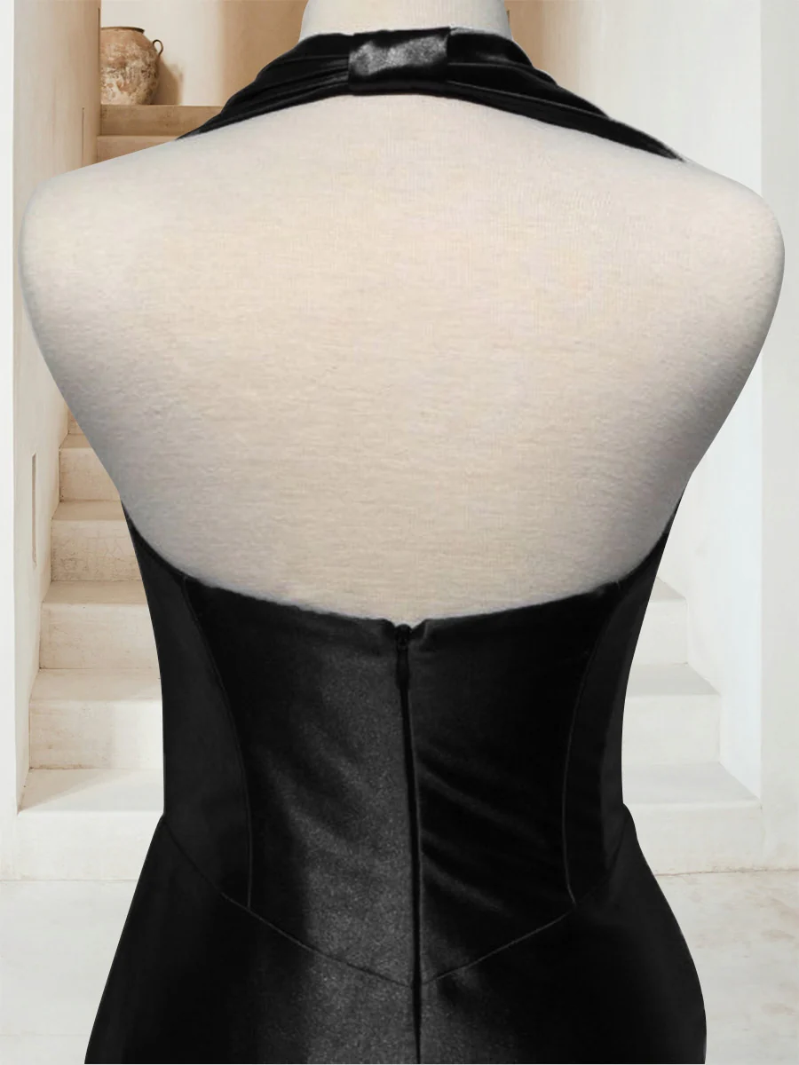 Sheath/Column Strapless Ruched Sleeveless Floor-Length Evening Dresses with Side Slit - Image 2