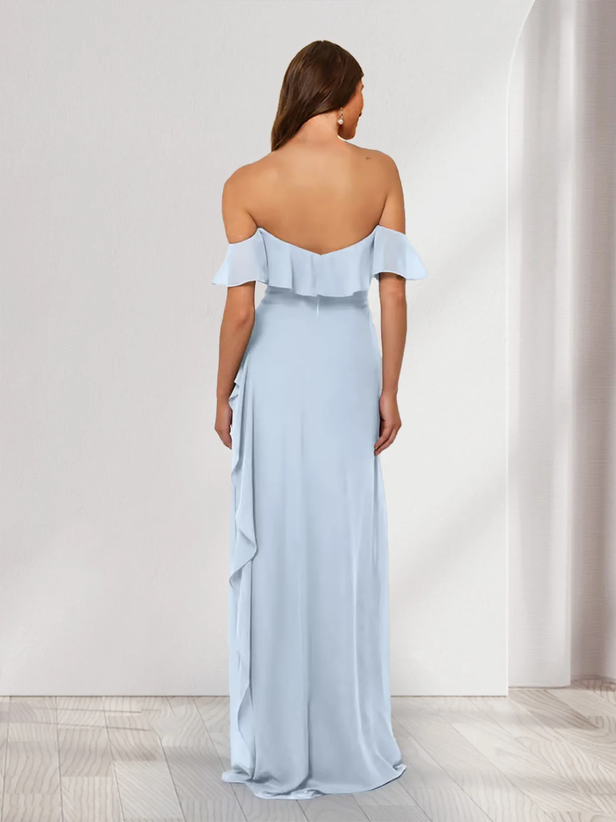 Sheath/Column Strapless Ruffle Slit Maxi Dresses Long Bridesmaid Dresses - Image 2
