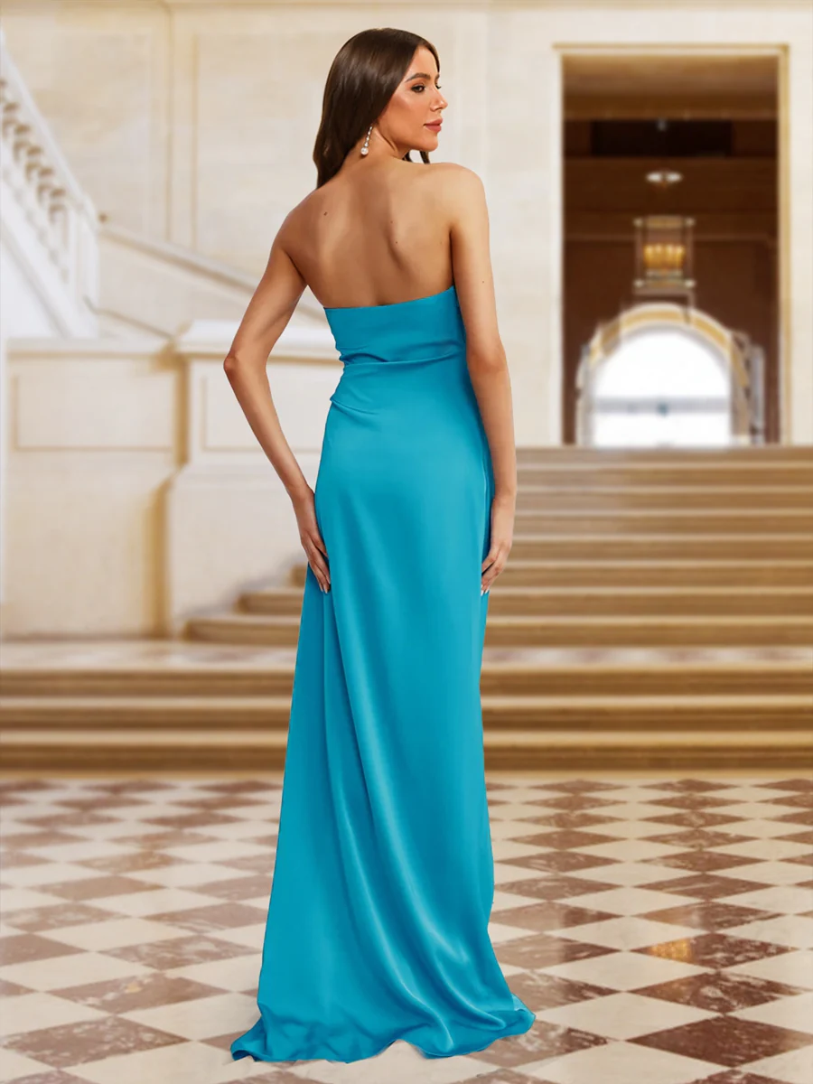 Sheath/Column Strapless Sleeveless Evening Dresses with Ruffles - Image 2