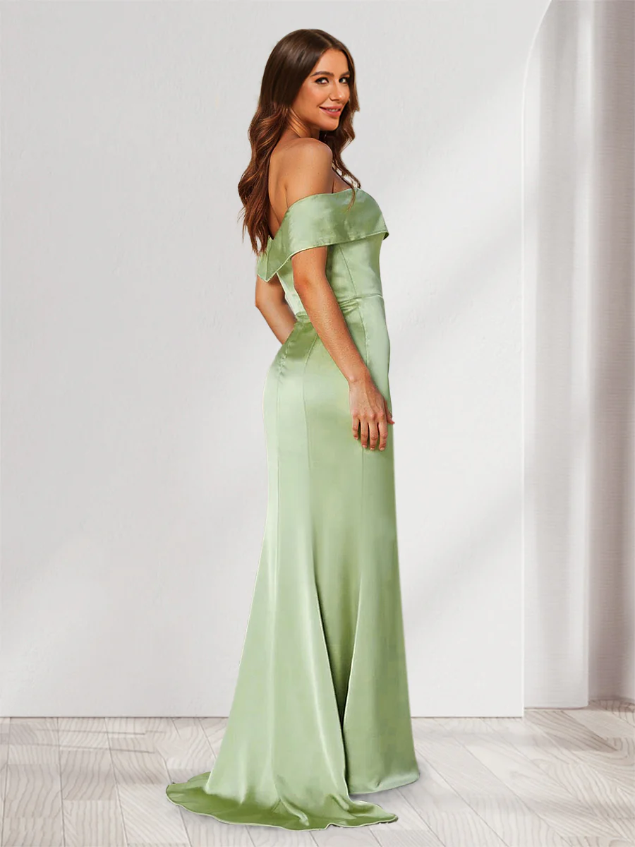 Sheath/Column Strapless Sleeveless Ruched Bridesmaid Dresses - Image 2