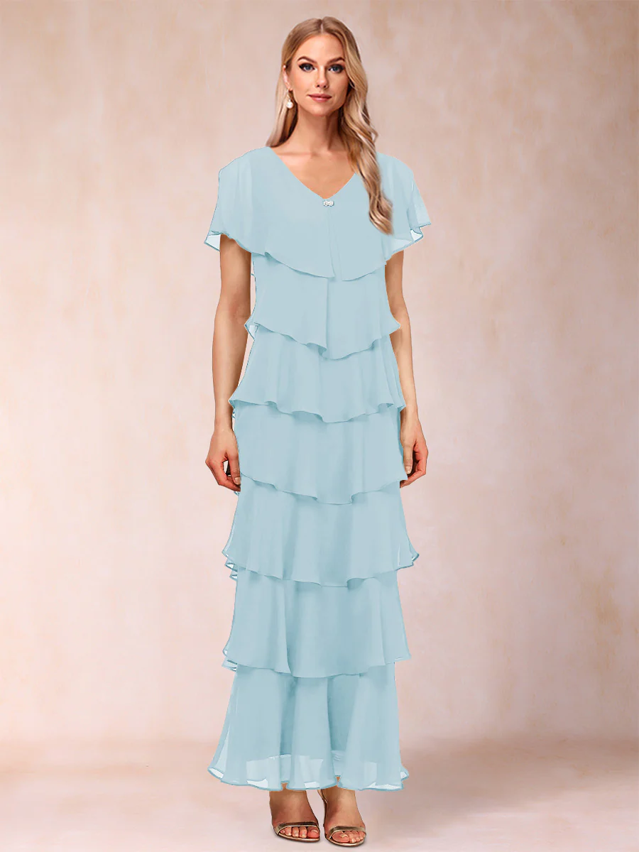 Sheath/Column V-Neck Short Sleeves Mother of the Bride Dresses with Ruffles - Image 37