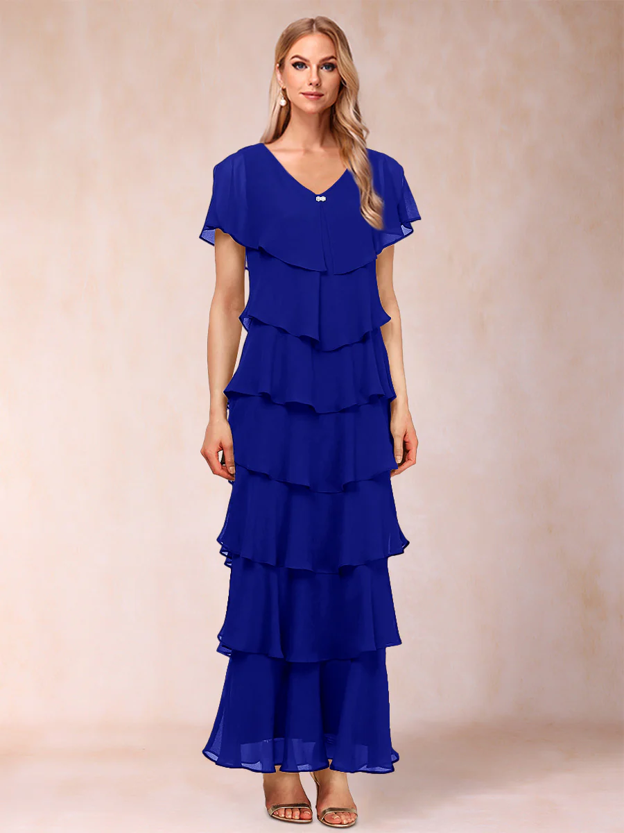 Sheath/Column V-Neck Short Sleeves Mother of the Bride Dresses with Ruffles - Image 57