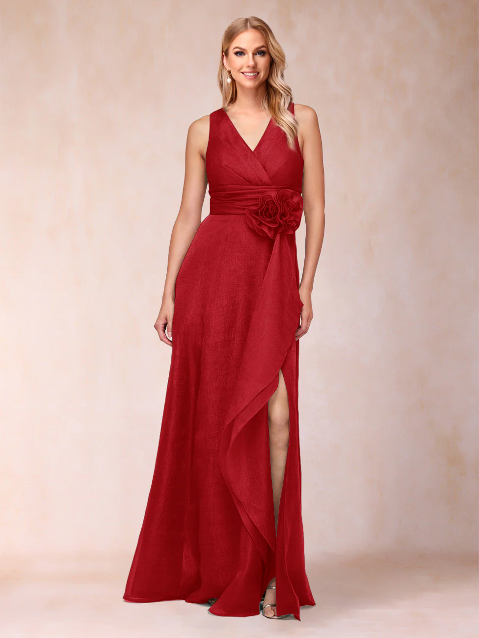Sheath/Column V-Neck Sleeveless Mother of the Bride Dresses With Sash - Image 18