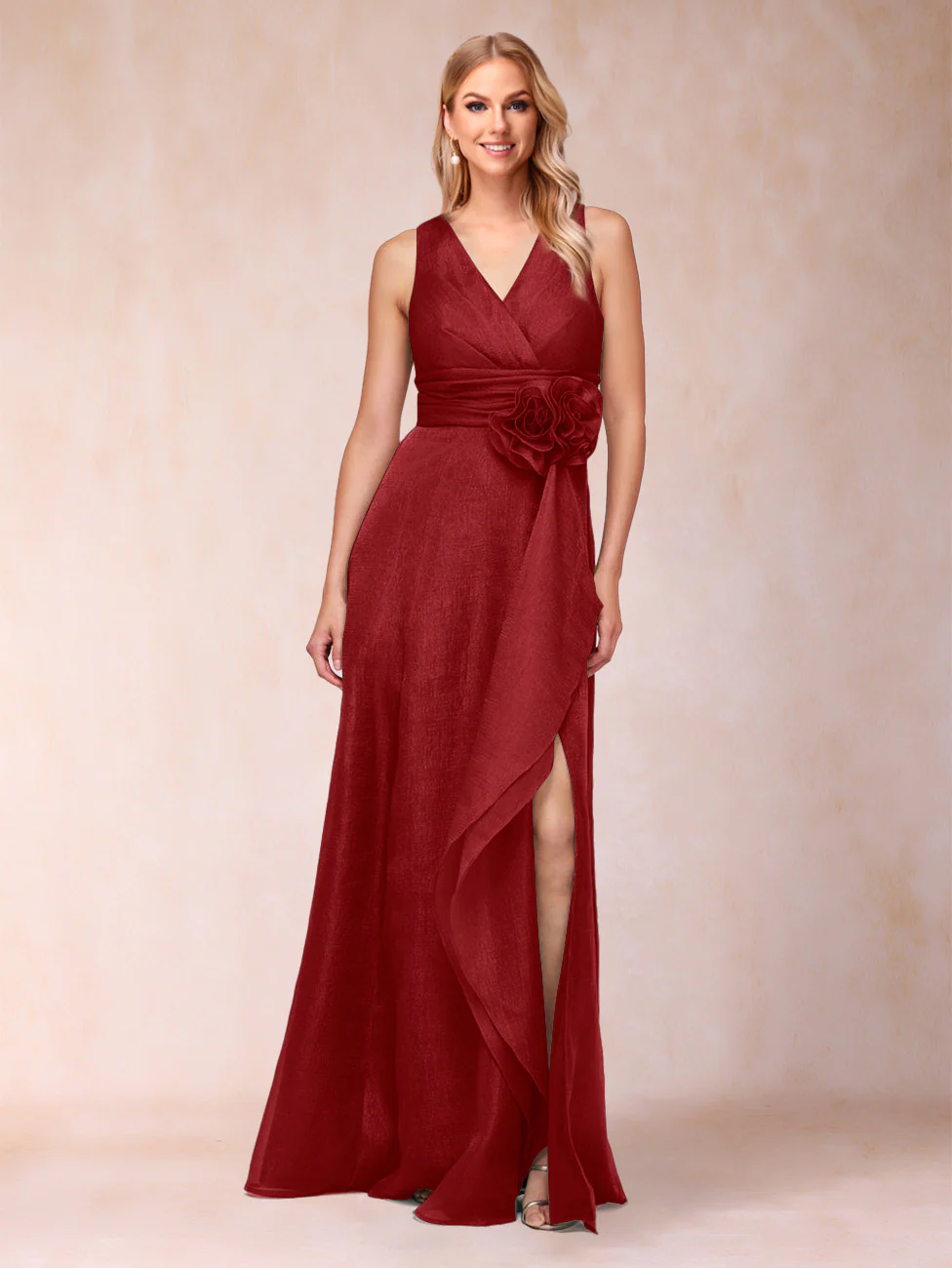 Sheath/Column V-Neck Sleeveless Mother of the Bride Dresses With Sash - Image 26