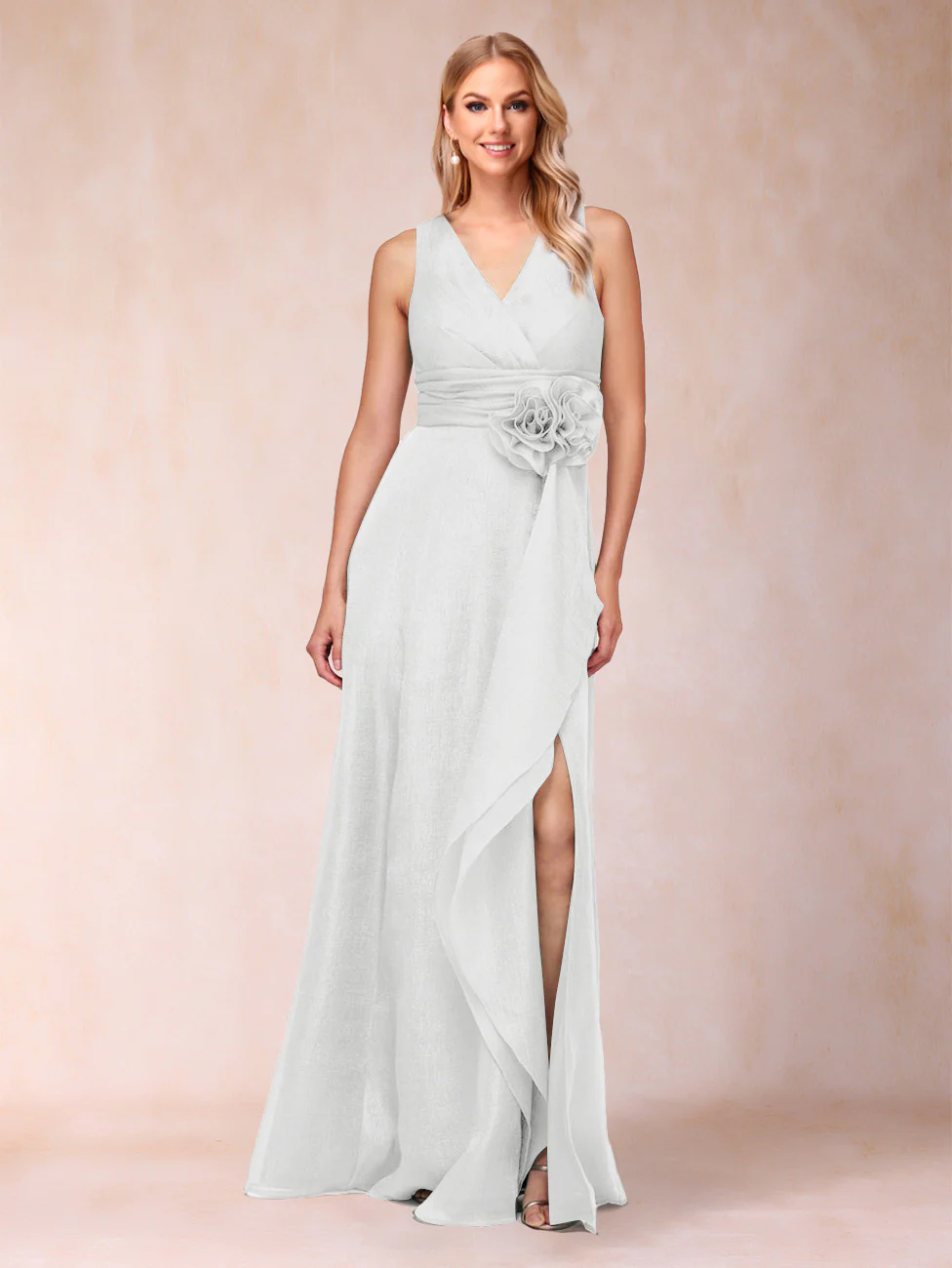 Sheath/Column V-Neck Sleeveless Mother of the Bride Dresses With Sash - Image 4