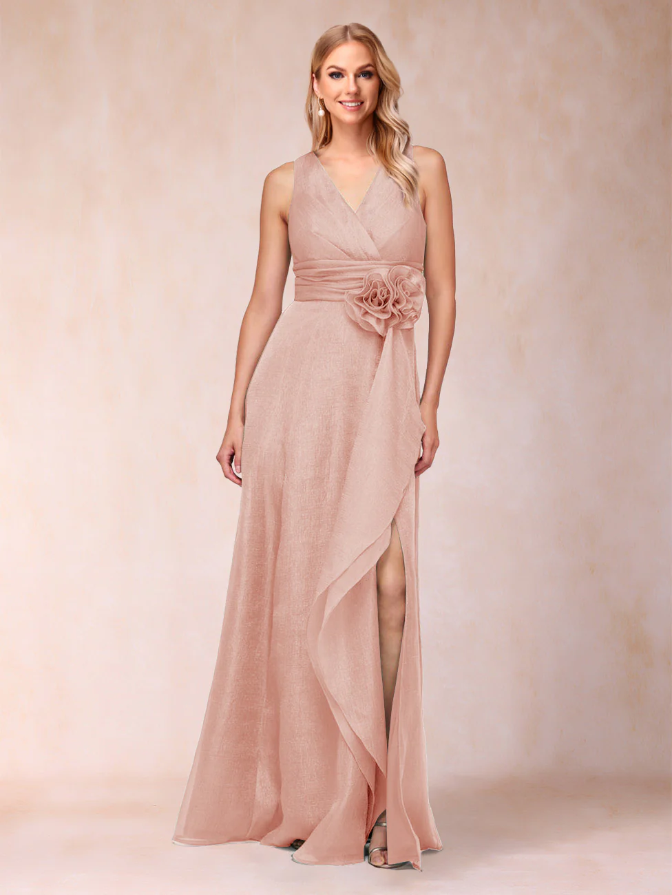 Sheath/Column V-Neck Sleeveless Mother of the Bride Dresses With Sash - Image 7