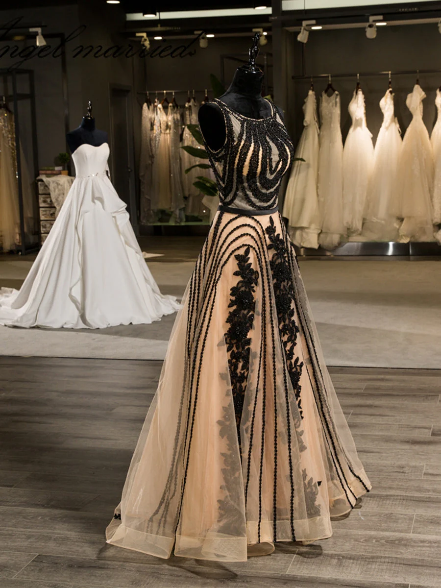 Special A-Line/Princess Crew Sleeveless Applique With Beading Organza Floor-Length Wedding Dresses - Image 3