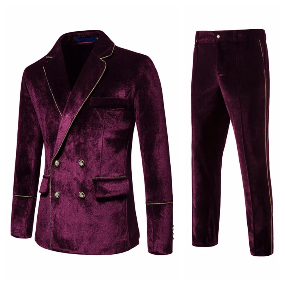 Tailored Fit Notched Lapel Breasted Four-Buttons 2 Pieces Beach Men's Party Jacket - Image 5