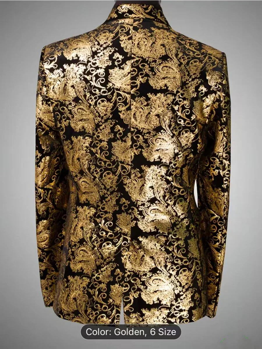 Tailored Fit Notched Lapel Breasted Two-Buttons Hot stamping Men's Party Jacket - Image 2