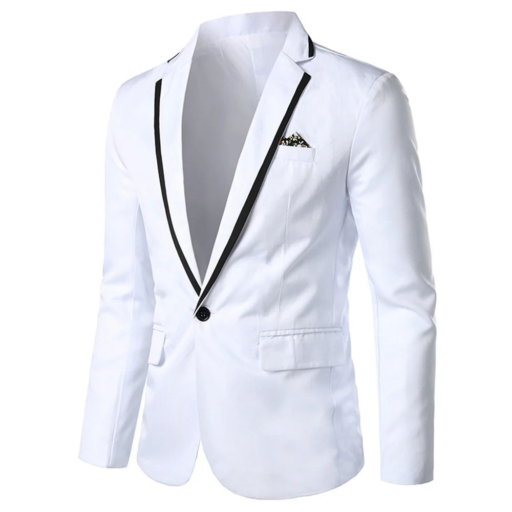 Tailored Fit Notched Lapel Single Breasted One-button Men's Party Jacket - Image 5
