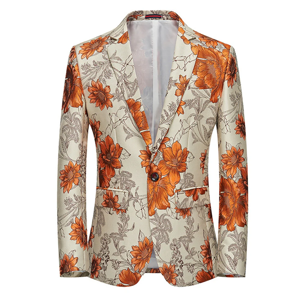 Tailored Fit Notched Lapel Single Breasted One-button Men's Party Jacket - Image 6