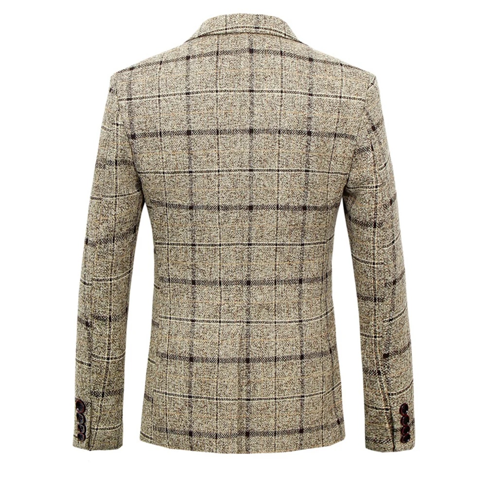 Tailored Fit Notched Lapel Single Breasted One-button Striped Men's Party Jacket - Image 2