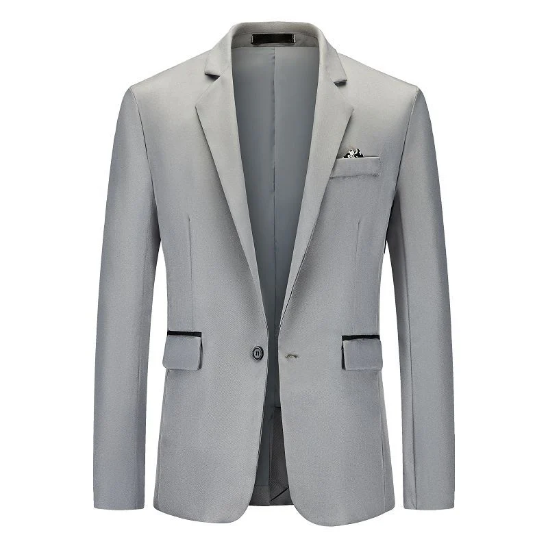 Tailored Fit Notched Single Breasted One-button Minimalist Men's Formal Jacket - Image 3