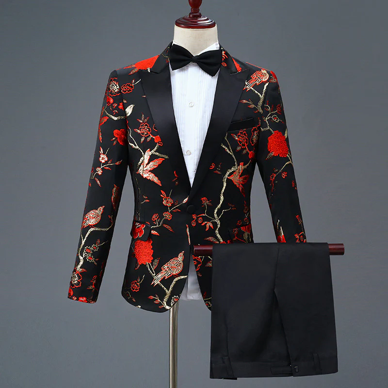 Tailored Fit Peaked Lapel Single Breasted One-Button 2 Pieces Men's Party Suits - Image 3