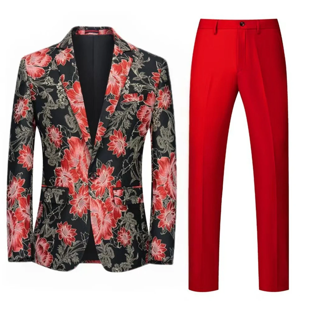 Tailored Fit Single Breasted One-button 2 Pieces Men's Wedding Suits - Image 5