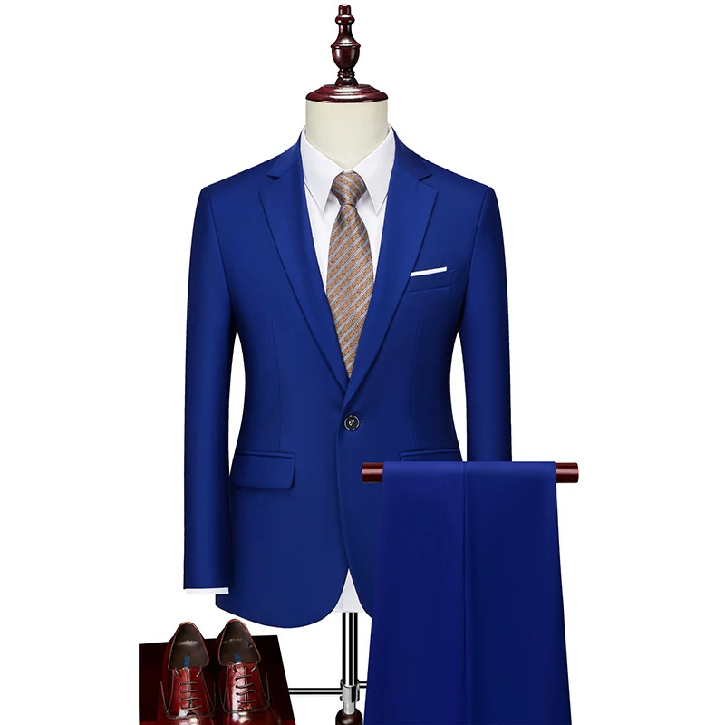 Tailored Fit Single Breasted One-button 2 Pieces Solid Colored Men's Casual Suits - Image 13