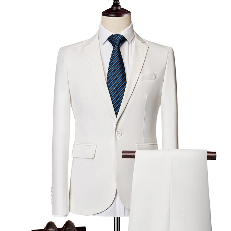 Tailored Fit Single Breasted One-button 2 Pieces Solid Colored Men's Casual Suits - Image 15