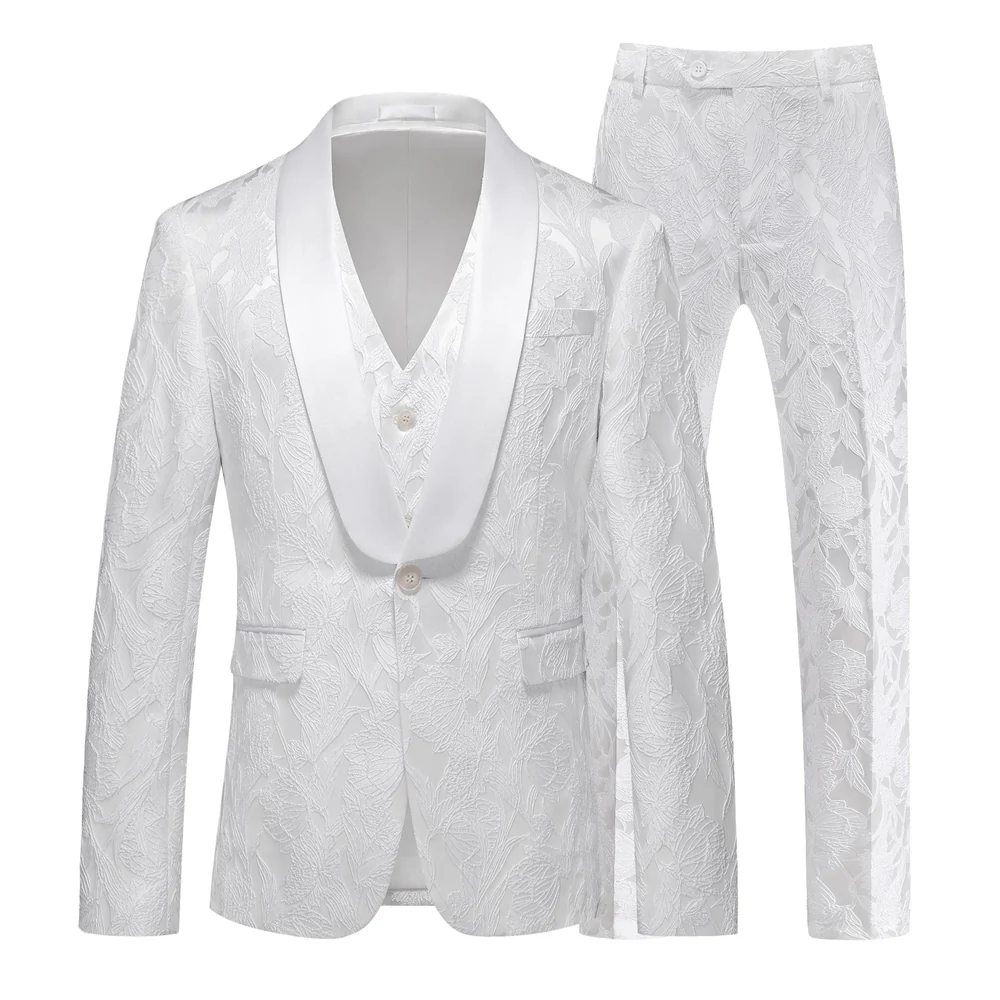 Tailored Fit Single Breasted One-button 3 Pieces Men's Wedding Suits - Image 4