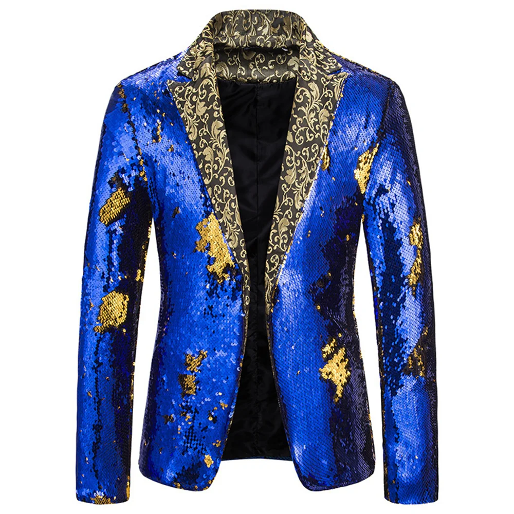 Tailored Fit Single Breasted Sequin Men's Party Jacket - Image 4