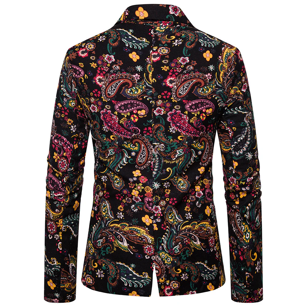 Tailored Fit Single Breasted Two-Buttons Printed Men's Party Jacket - Image 2