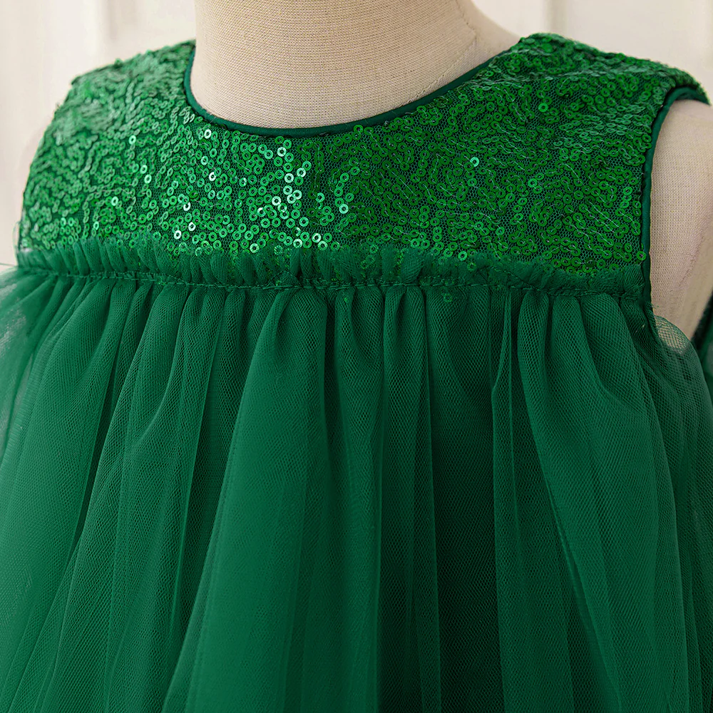 Tiered Ball Gown Scoop Sleeveless Christmas Dresses for Girls - Image 4