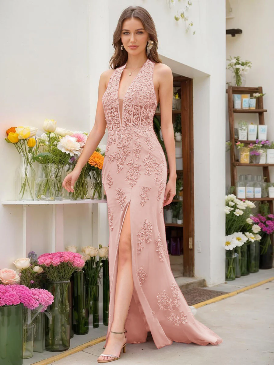 Trumpet/Mermaid Halter Sleeveless Beading Prom Dresses - Image 19