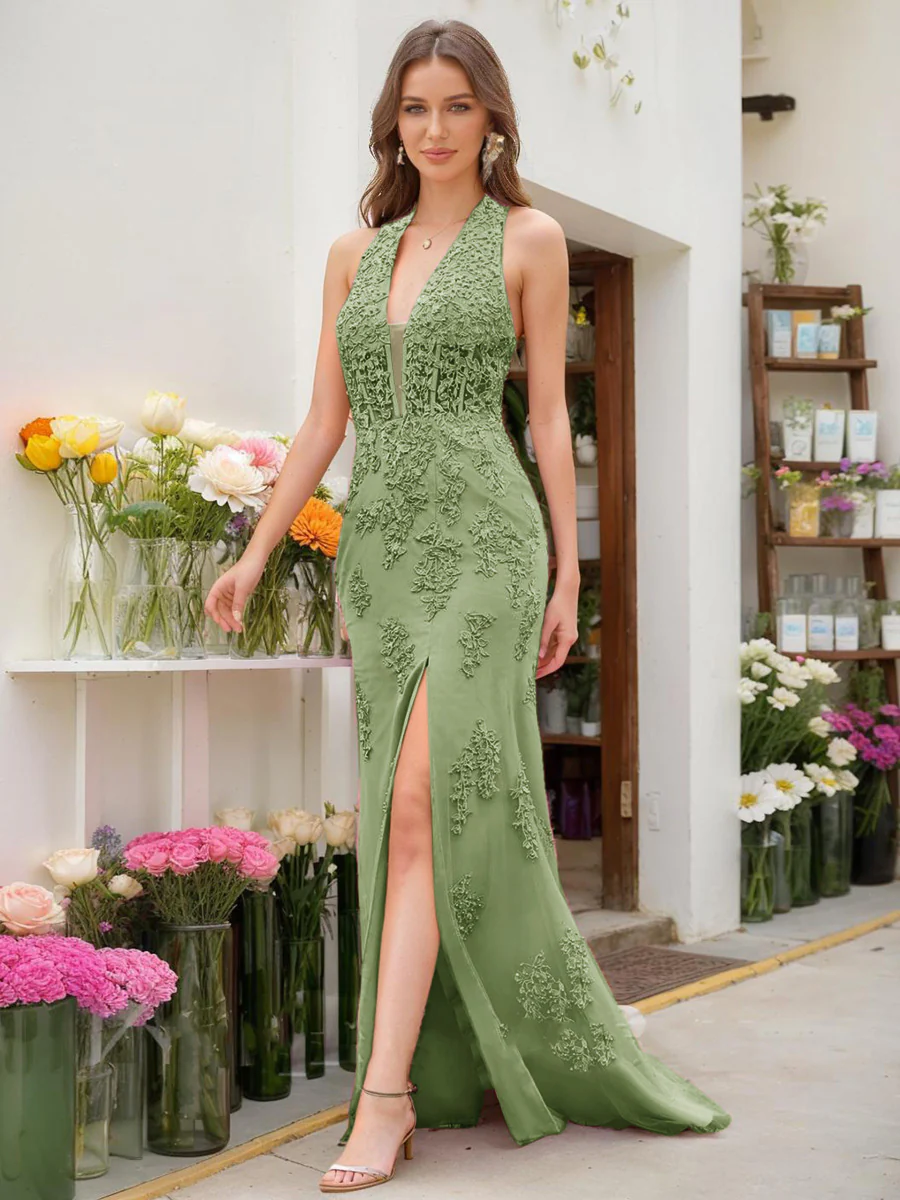 Trumpet/Mermaid Halter Sleeveless Beading Prom Dresses - Image 31