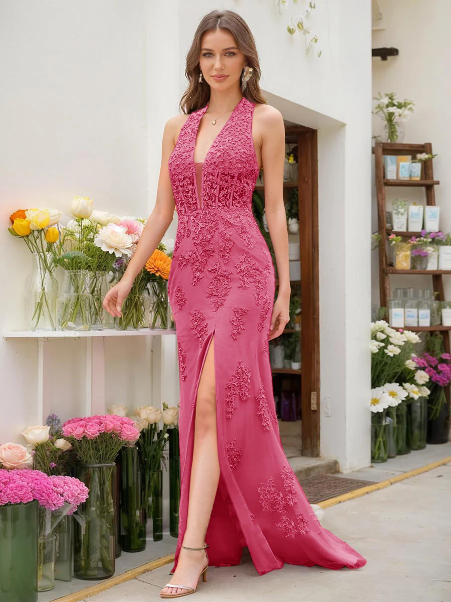 Trumpet/Mermaid Halter Sleeveless Beading Prom Dresses - Image 40