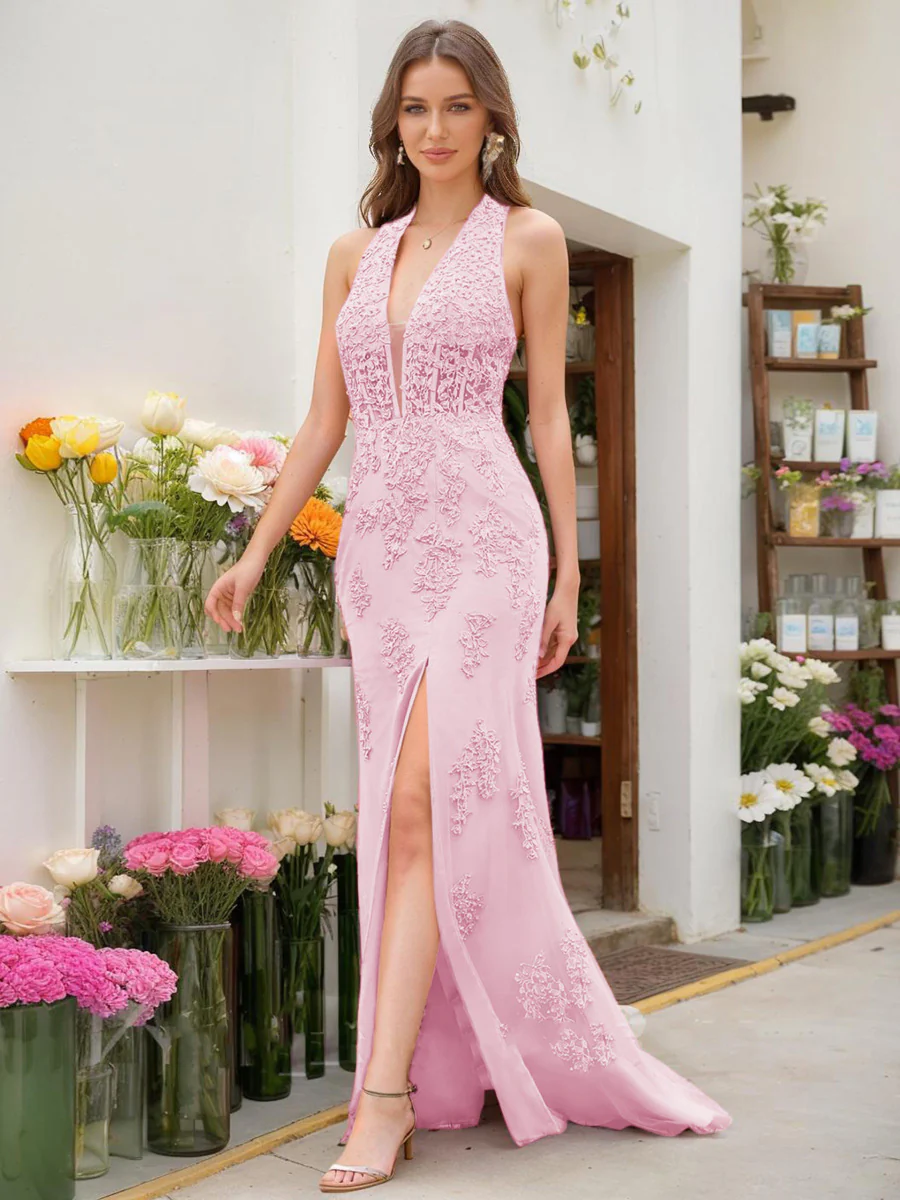 Trumpet/Mermaid Halter Sleeveless Beading Prom Dresses - Image 45