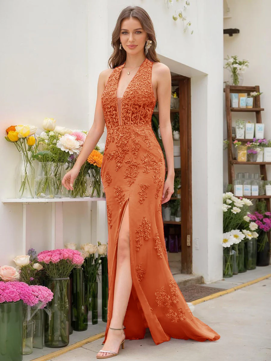 Trumpet/Mermaid Halter Sleeveless Beading Prom Dresses - Image 55