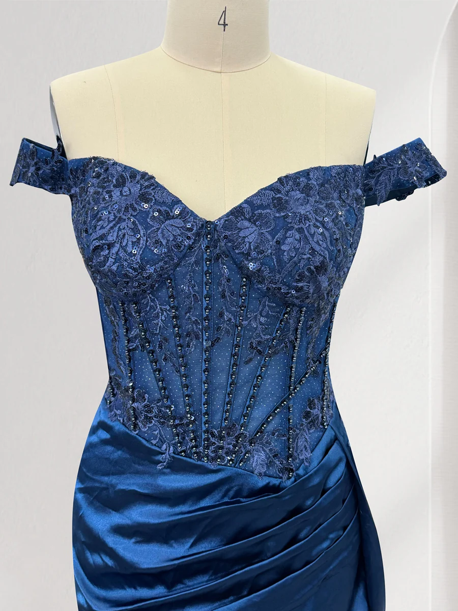 Trumpet/Mermaid Off-the-Shoulder Sweep Train Sequined Christmas Dresses with Split Side - Image 3