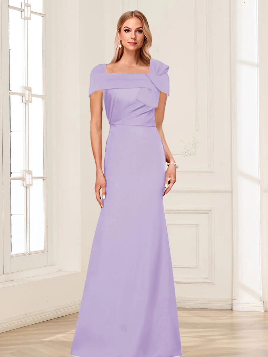 Trumpet/Mermaid Square Neck Short Sleeves Mother of the Bride Dresses with Ruched - Image 11