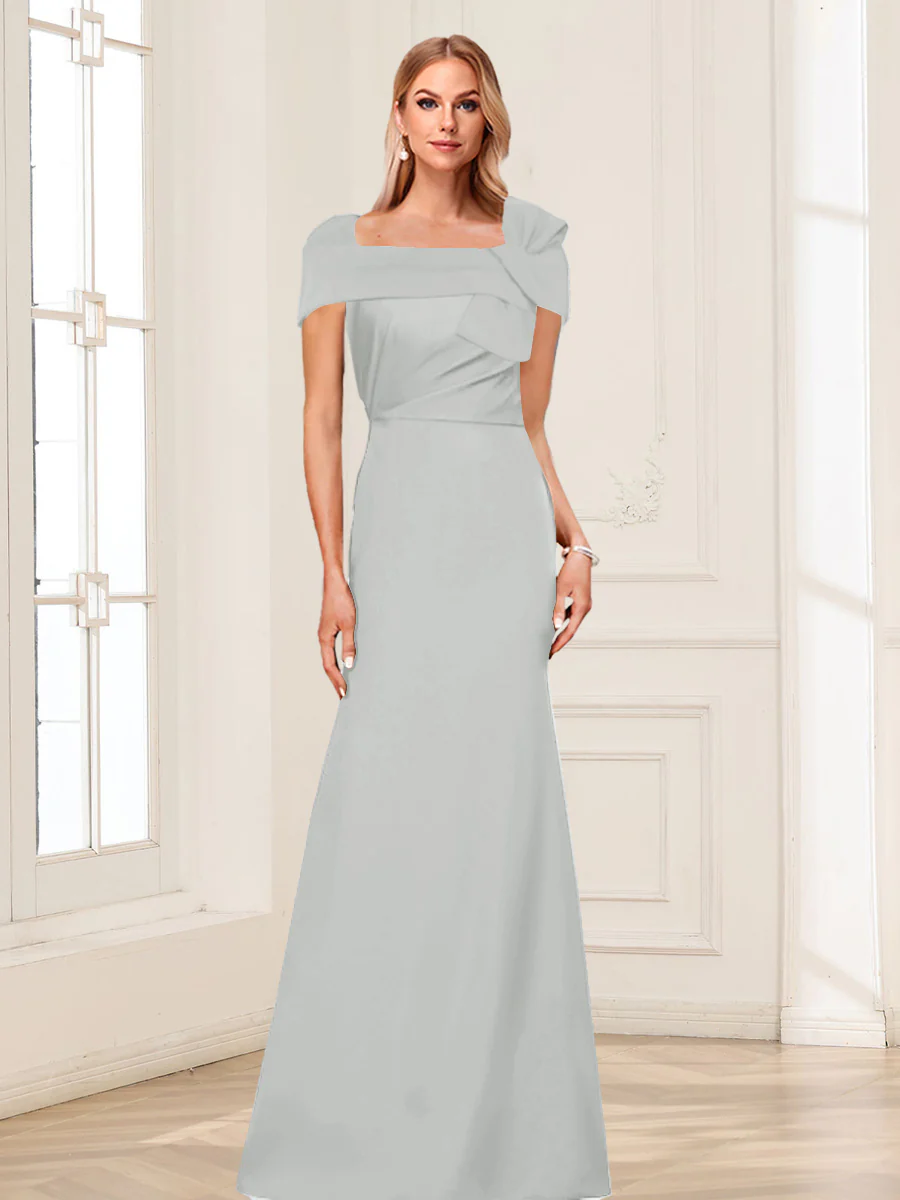 Trumpet/Mermaid Square Neck Short Sleeves Mother of the Bride Dresses with Ruched - Image 14