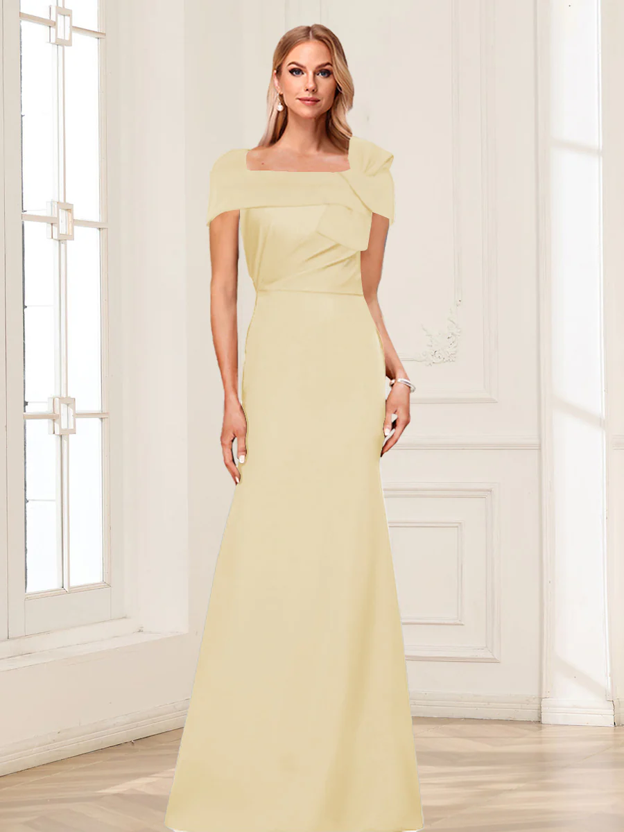 Trumpet/Mermaid Square Neck Short Sleeves Mother of the Bride Dresses with Ruched - Image 21