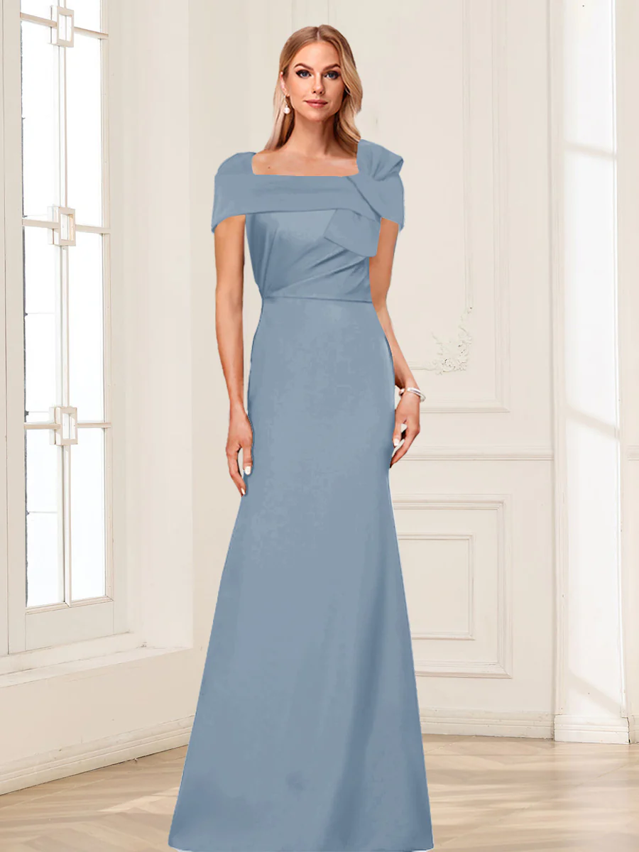 Trumpet/Mermaid Square Neck Short Sleeves Mother of the Bride Dresses with Ruched - Image 22