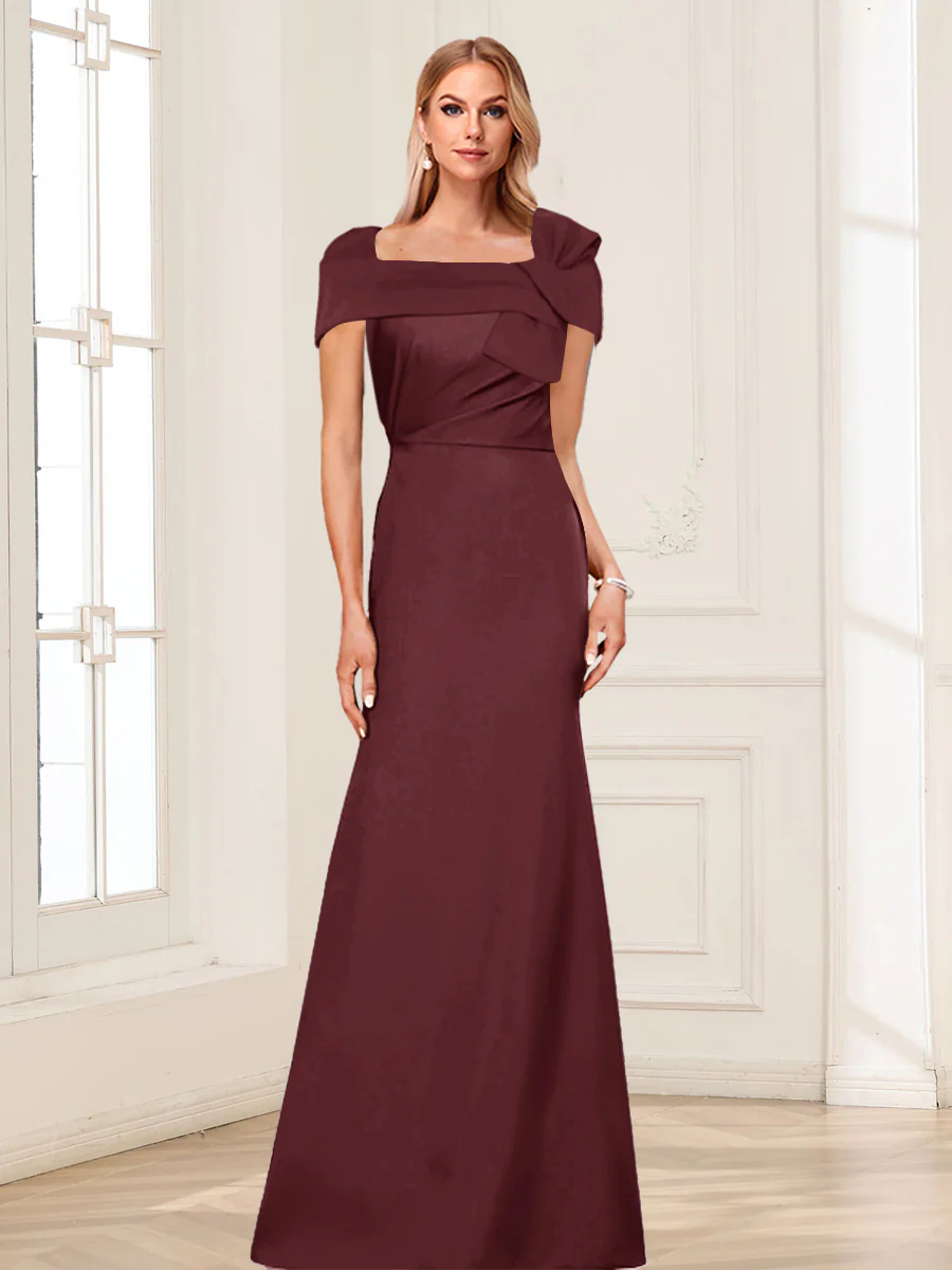 Trumpet/Mermaid Square Neck Short Sleeves Mother of the Bride Dresses with Ruched - Image 29